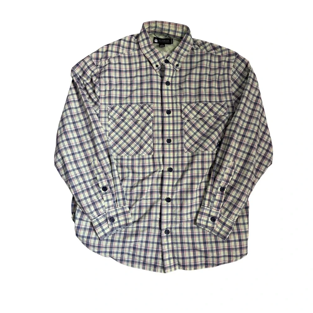 Alaskan‎ Hardgear Duluth Trading Co Mens Large Plaid Coolmax Fishing Shirt Green